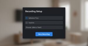 Recording Programs on IPTV Smarters Pro showing schedule options and save button