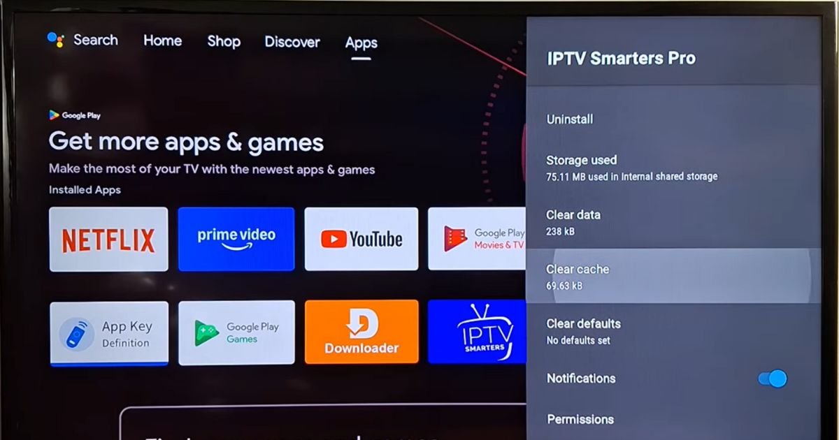 Clear Chache from the iptv app