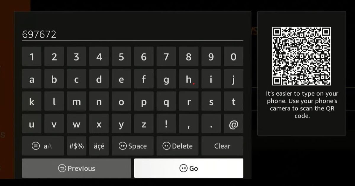 Downloader app URL entry with the VPN short code 697672 typed in.