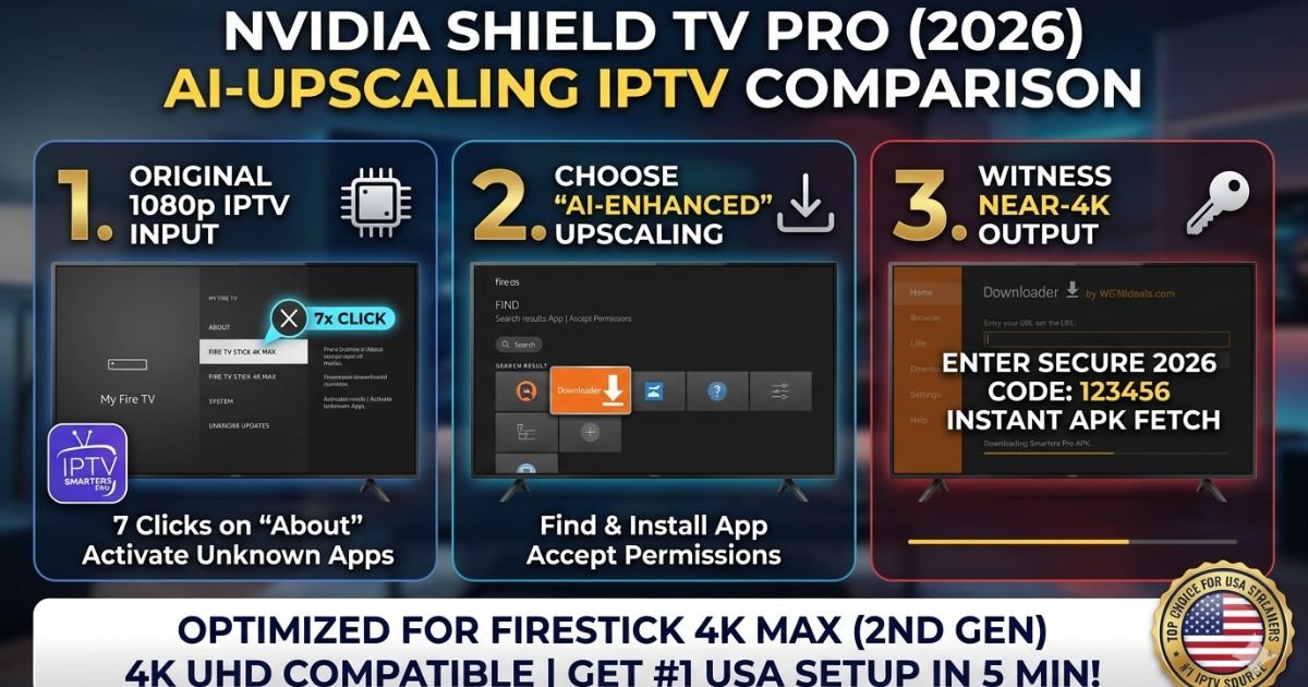 Master the 2026 settings to set up IPTV on Nvidia Shield TV Pro. Learn how to use AI upscaling for crystal clear 4K USA news and sports streaming!
