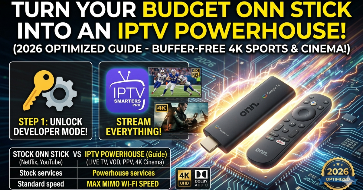 The 2026 iteration of the Walmart ONN 4K Stick has redefined the "budget" category by stripping away the heavy bloatware typically found in entry-level hardware. Equipped with a Cortex-A35 processor and 2GB of RAM, this stick provides the exact architectural overhead required for IPTV Smarters Pro to run intensive 4K HDR sports and cinema streams without the dreaded "stutter" seen on older models.