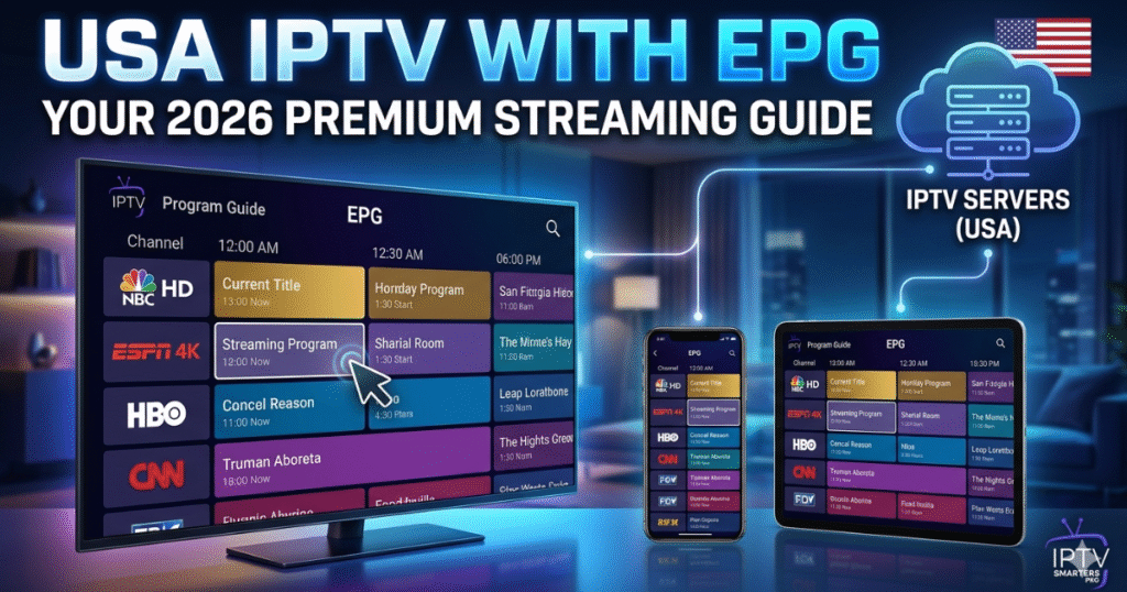 Upgrade to the best USA IPTV with EPG for 2026. Experience buffer-free 4K streaming, 20,000+ live channels, and full IPTV Smarters Pro compatibility. Get your premium IPTV USA trial today and enjoy reliable, cable-quality entertainment at a fraction of the cost!